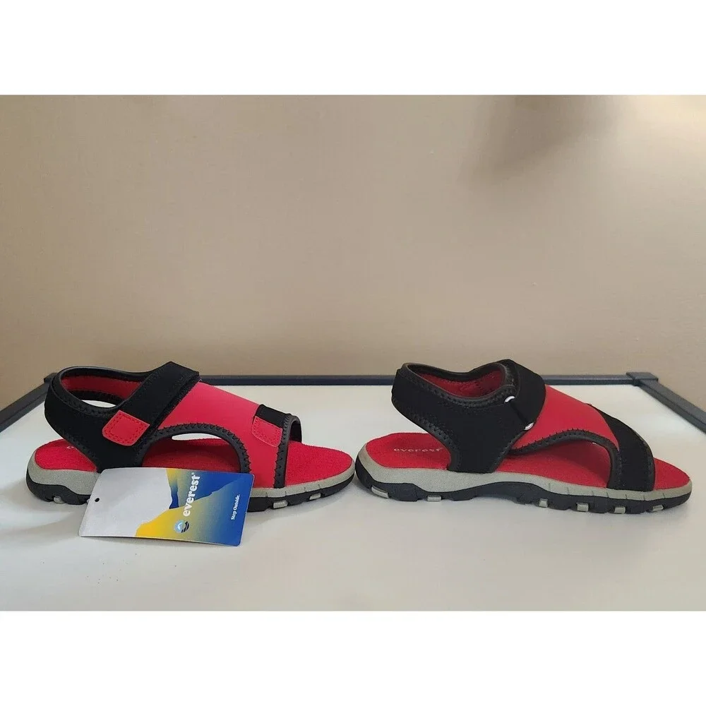 Everest Boys Red And Black Sandals Kids Size 2 - Picture 2 of 5